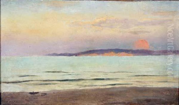 Sonnenaufgang Am Meer Oil Painting by Oskar Leu