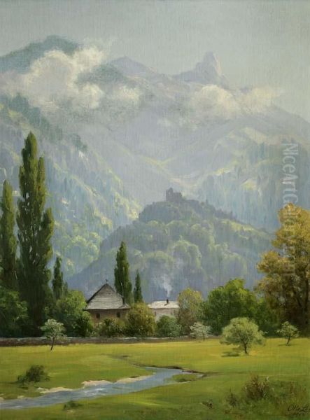 Romantische Gebirgslandschaft Oil Painting by Otto Friedrich Leu