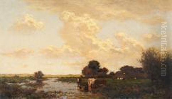 Landschaft Mit Kuhen Oil Painting by Johannes Karel Leurs