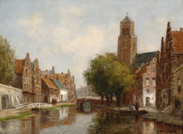 View Of A City Oil Painting by Johannes Karel Leurs