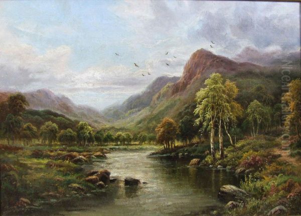 Highland River Landscapes Oil Painting by H Levan