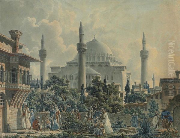 Sainte Sophie, Constantinople Oil Painting by Charles Stanislas Leveille