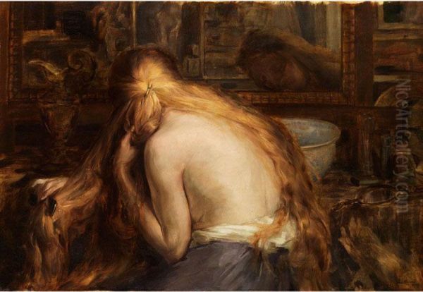 Ruckenakt Oil Painting by Auguste Leveque