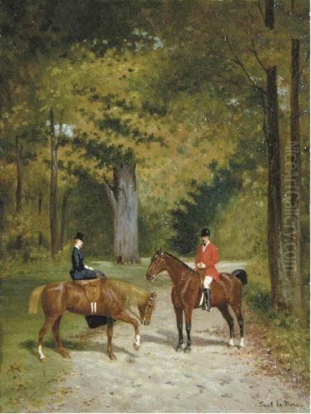 Riding In The Forest Oil Painting by Paul Levere