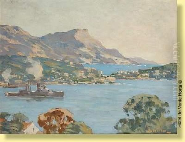 Baie Aux Environs De Monaco Oil Painting by Sophus Theobald Levinsen