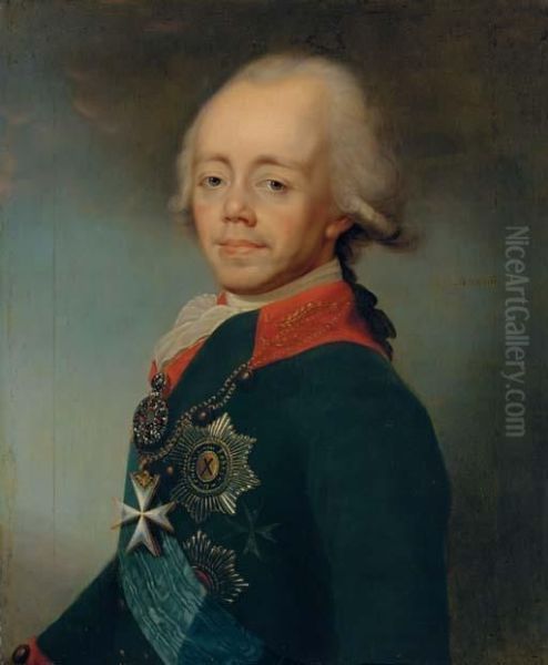 Portrait Of Emperor Paul I Of Russia Oil Painting by Dmitrii Grigorievich Levitskii