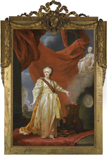 Portrait Of Catherine The Great As Legislator In The Temple Of The Goddess Of Justice Oil Painting by Dimitri Gregoriovitc Levitsky