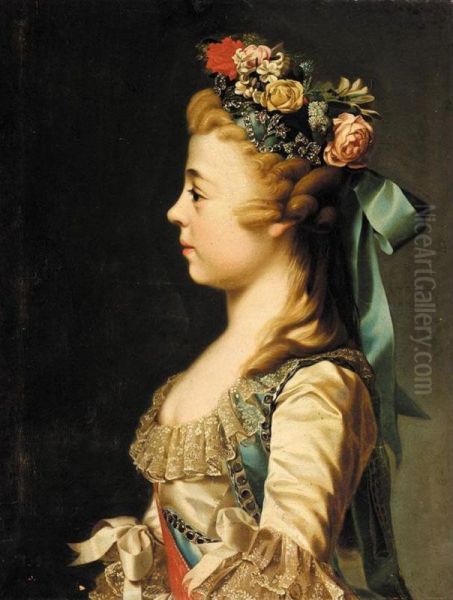 A Portrait Of Grand Duchess Alexandra Pavlovna In Childhood, C.1791 Oil Painting by Dimitri Gregoriovitc Levitsky