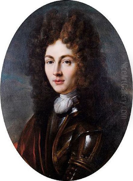 Portrait Of A Gentleman, Said To Be Louis Debourbon, Bust-length, In Armour Oil Painting by Robert Tournieres