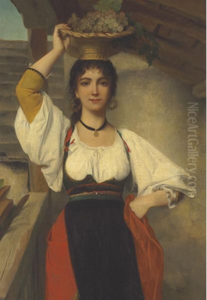 Carrying The Fruit Basket Oil Painting by Emile Levy