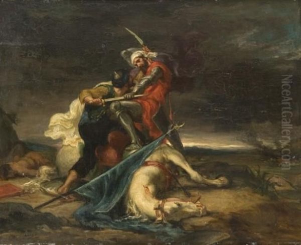 Scene De Combat Oil Painting by Henri Leopold Levy