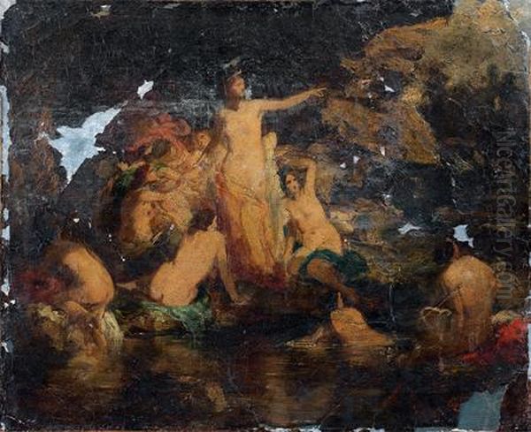 Diane Et Ses Nymphes Au Bain Oil Painting by Henri Leopold Levy