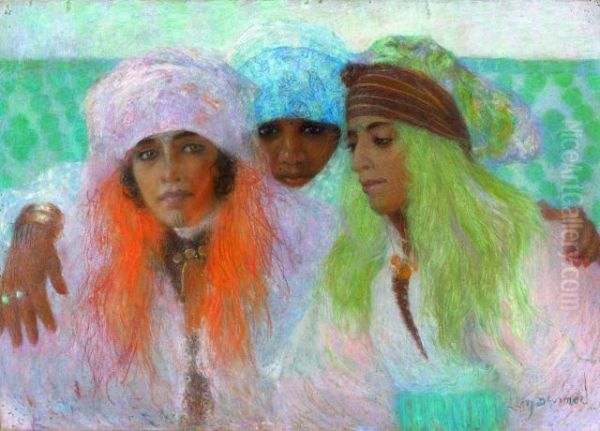 Beautes De Marrakech Oil Painting by Lucien Levy-Dhurmer