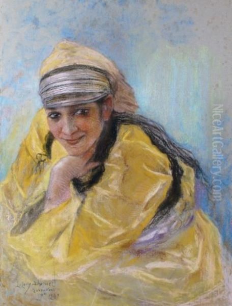 Portrait De Jeune Fille, 
Marrakech Oil Painting by Lucien Levy-Dhurmer