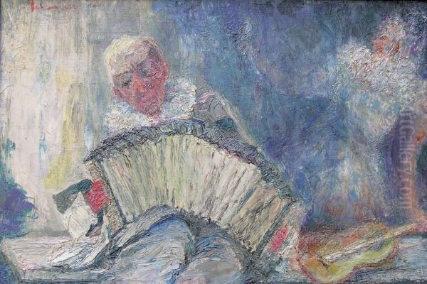 Le Clown Musicien Oil Painting by Ludwik Lewandowski