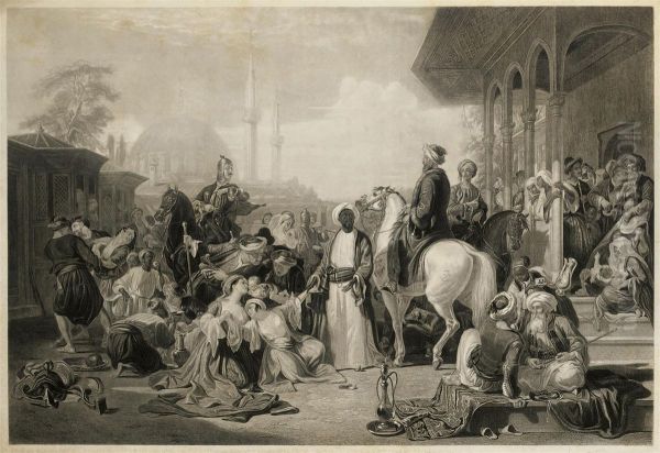 The Slave Market, Constantinople Oil Painting by Charles George Lewis