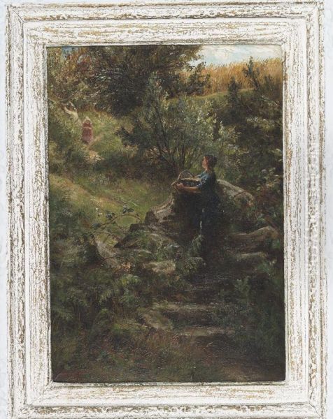 A Woodland Path Oil Painting by Charles James Lewis