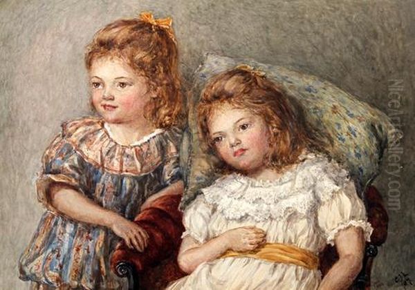 Two Young Girls Oil Painting by Charles James Lewis