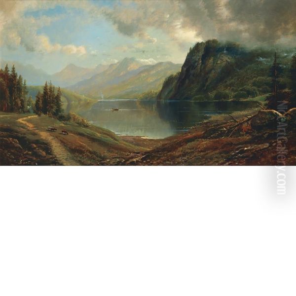 Lake Landscape Oil Painting by Edmund Darch Lewis