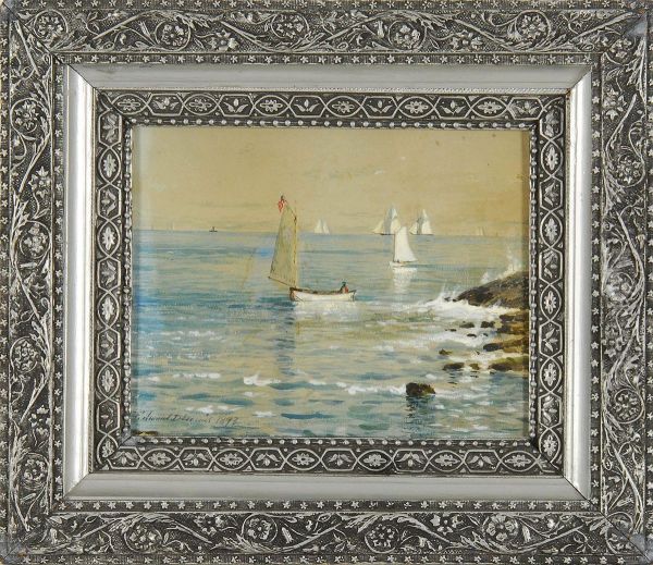 Sailing Off The Coast Oil Painting by Edmund Darch Lewis