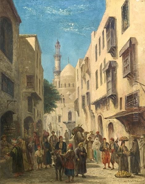 The Carpet Bazaar Oil Painting by Edward Goodwyn Lewis