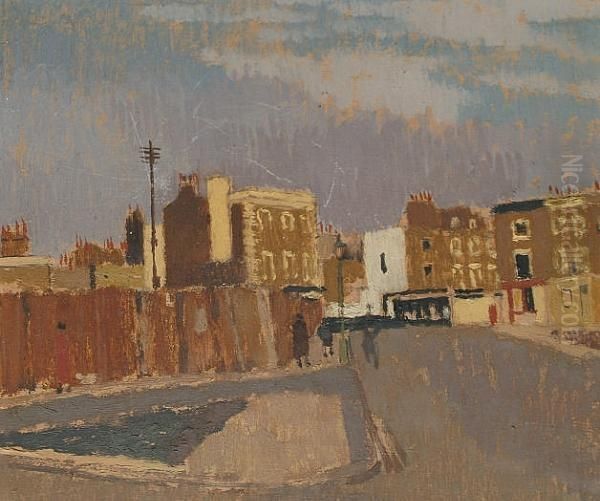 Street Scene With Lamp Post Oil Painting by Edward Morland Lewis