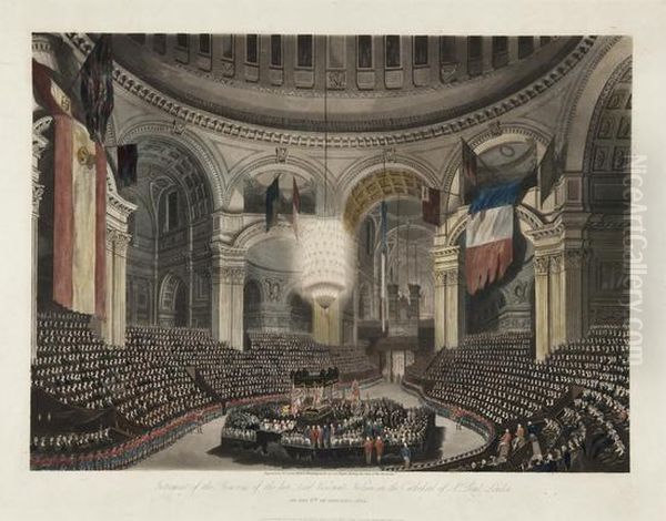 Interment Of The Remains Of The Late Lord Viscount Nelson Inthe Cathedral Of St Paul Oil Painting by Frederick Christian Lewis