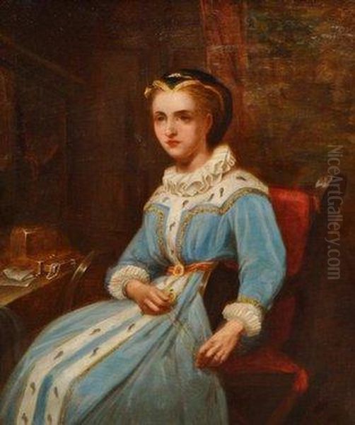 Portrait Study Of A Seated Lady Oil Painting by George Robert Lewis