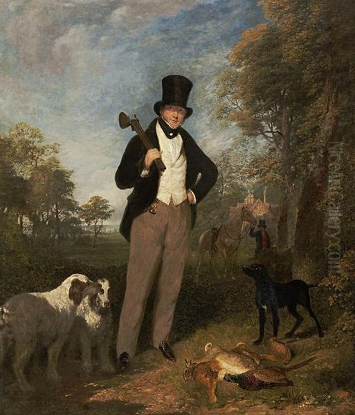 A Gentleman With Shooting And The Day's Bag Oil Painting by George Robert Lewis