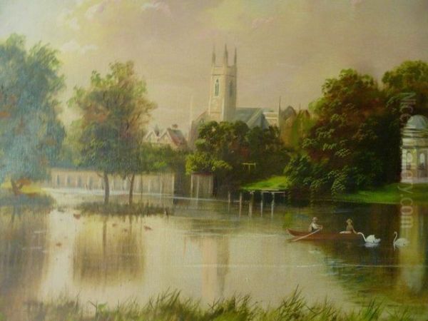 Landscape Scenes From The Lower Reaches Of The River Thames Oil Painting by J. Lewis