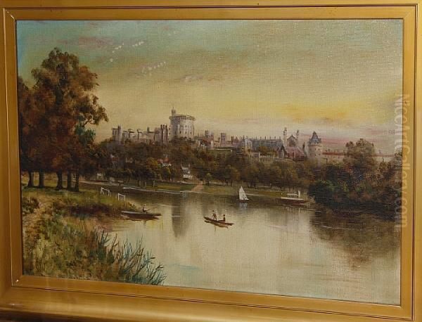 View Of Windsor Castle Oil Painting by J. Lewis