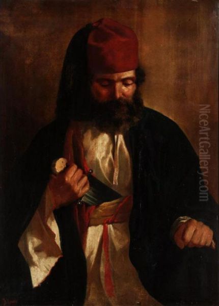 An Arab Guard Oil Painting by James Isiah Lewis