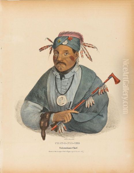 Chat-o-nis-see, Pottowattomie Chief; Weesh-cub,or The Sweet; Ker-o-menee, A Celebrated Winnegabo Chief Oil Painting by James Otto Lewis