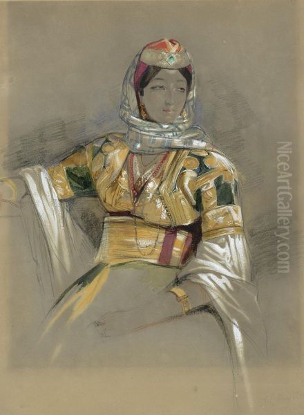 A Jewish Woman Of Gibraltar Or Tangier Oil Painting by John Frederick Lewis