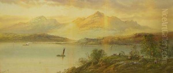 Inscribed To Label Verso Loch Lomond Oil Painting by Lennard Lewis