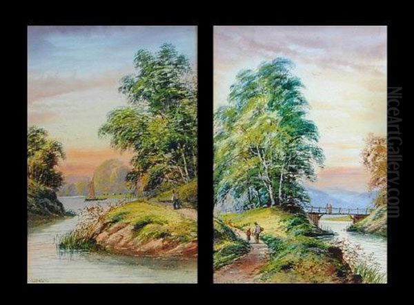 River Landscape Scenes Oil Painting by Leonard Lewis