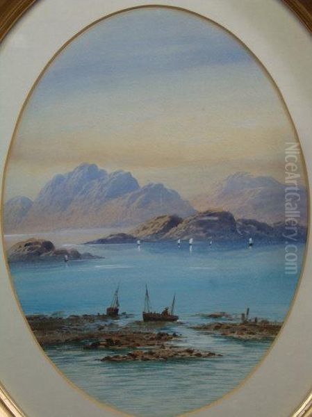 A Scottish Coastal Scene With Sailing Yachts Oil Painting by Leonard Lewis