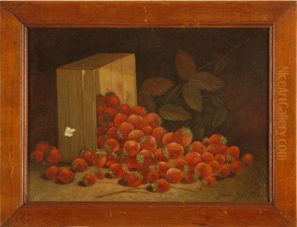 Still Life With Strawberries Spilling From A Basket Oil Painting by James Lewy