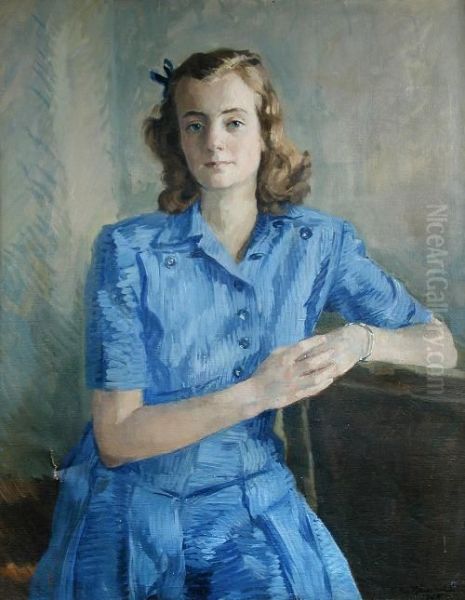 Portrait Of A Danish Girl Oil Painting by Hans Christian Ley