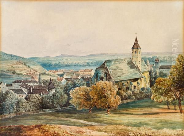 Blick Auf Heiligenstadt Bei Wien Oil Painting by Moritz Leybold