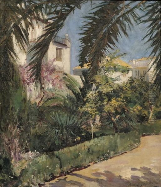 Spanish Garden Oil Painting by Kurt Leyde