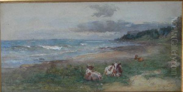 Cattle Resting At Wemyss Links Oil Painting by Otto Theodore Leyde