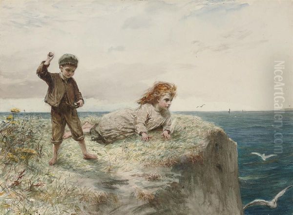 On The Cliffs Oil Painting by Otto Theodore Leyde