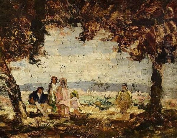 Conversation Dans La Campagne Aixoise. Oil Painting by Louis Leydet