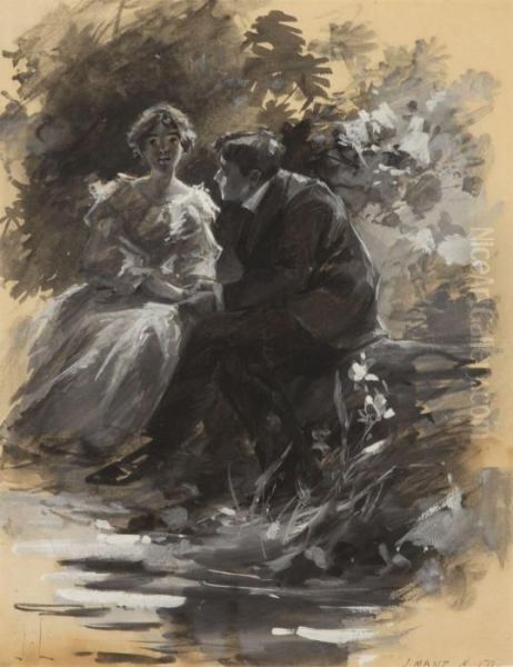 Courting Couple In A Glade Oil Painting by Joseph Christian Leyendecker