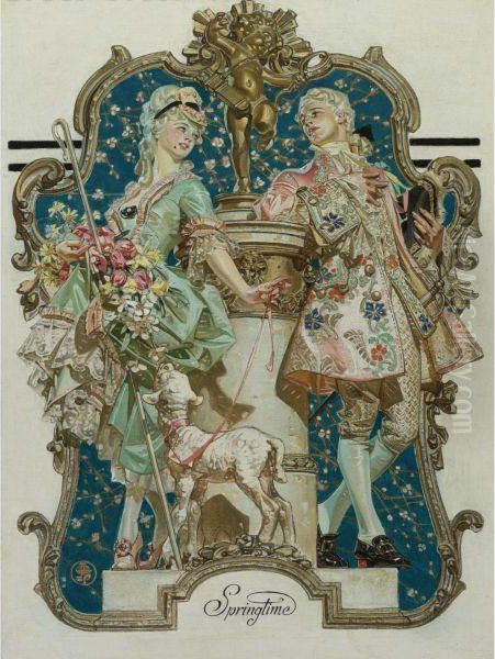 Springtime-little Bo Peep Oil Painting by Joseph Christian Leyendecker