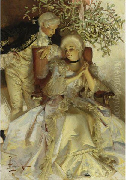 The Courtship Oil Painting by Joseph Christian Leyendecker