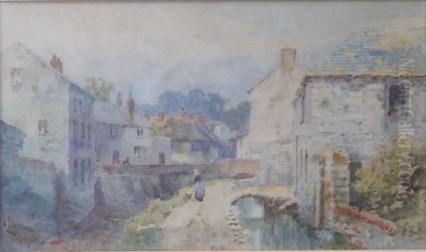 Strret Scene, Lyme Regis Oil Painting by Alfred Leymann