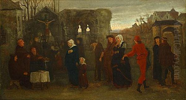 Procession Des Relevailles Oil Painting by Henri Leys