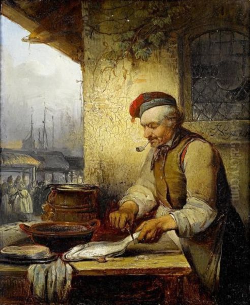 The Fishmonger Oil Painting by Henri Leys